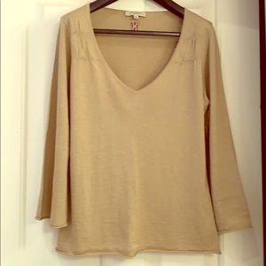 NWOT Burberry silk cashmere tan beige top
